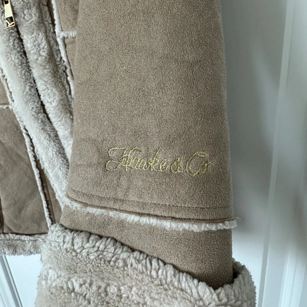 Hawke & Co Tan Faux Shearling Hooded Puffer Jacket for Kids